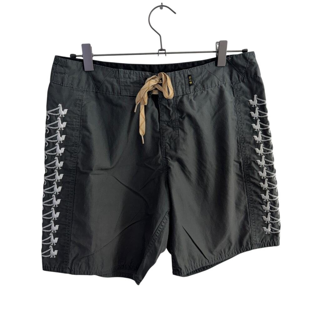 Howler Bros Los Hermanos Board Shorts 30 Grey Mens Beach Rooster Embroidered EUC